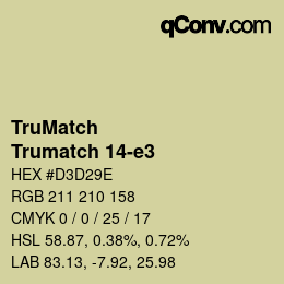 Code couleur: TruMatch - Trumatch 14-e3 | qconv.com