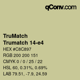 Code couleur: TruMatch - Trumatch 14-e4 | qconv.com