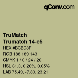 Color code: TruMatch - Trumatch 14-e5 | qconv.com