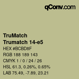 Code couleur: TruMatch - Trumatch 14-e5 | qconv.com