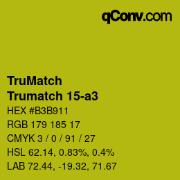 Code couleur: TruMatch - Trumatch 15-a3 | qconv.com
