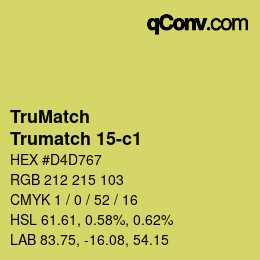 Color code: TruMatch - Trumatch 15-c1 | qconv.com