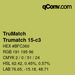 Code couleur: TruMatch - Trumatch 15-c3 | qconv.com