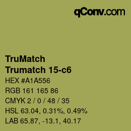 Code couleur: TruMatch - Trumatch 15-c6 | qconv.com