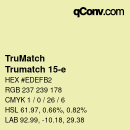 Code couleur: TruMatch - Trumatch 15-e | qconv.com