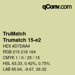 Color code: TruMatch - Trumatch 15-e2 | qconv.com