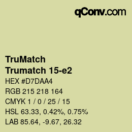 Color code: TruMatch - Trumatch 15-e2 | qconv.com