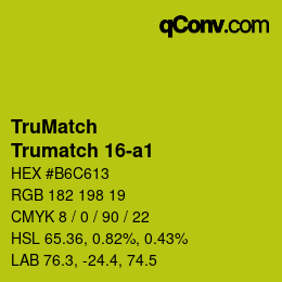 Color code: TruMatch - Trumatch 16-a1 | qconv.com