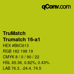 Code couleur: TruMatch - Trumatch 16-a1 | qconv.com
