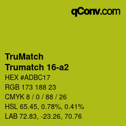 Color code: TruMatch - Trumatch 16-a2 | qconv.com