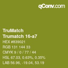 Code couleur: TruMatch - Trumatch 16-a7 | qconv.com