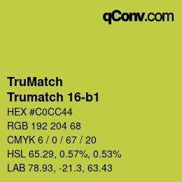 Color code: TruMatch - Trumatch 16-b1 | qconv.com