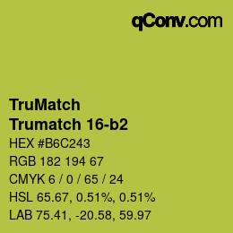 Code couleur: TruMatch - Trumatch 16-b2 | qconv.com