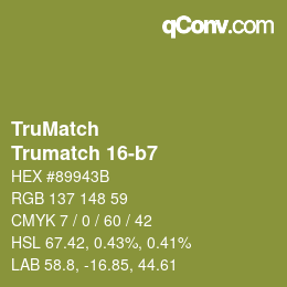 Color code: TruMatch - Trumatch 16-b7 | qconv.com