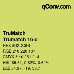 Code couleur: TruMatch - Trumatch 16-c | qconv.com