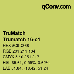 Color code: TruMatch - Trumatch 16-c1 | qconv.com