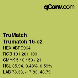 Code couleur: TruMatch - Trumatch 16-c2 | qconv.com