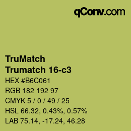 Code couleur: TruMatch - Trumatch 16-c3 | qconv.com