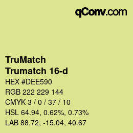 Code couleur: TruMatch - Trumatch 16-d | qconv.com