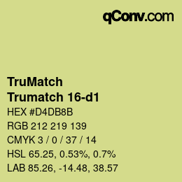 Color code: TruMatch - Trumatch 16-d1 | qconv.com