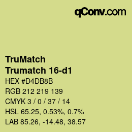 Code couleur: TruMatch - Trumatch 16-d1 | qconv.com