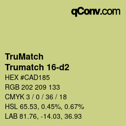 Code couleur: TruMatch - Trumatch 16-d2 | qconv.com