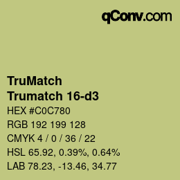 Code couleur: TruMatch - Trumatch 16-d3 | qconv.com