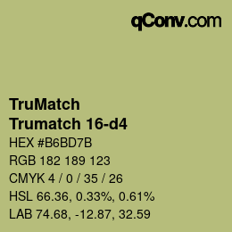 Code couleur: TruMatch - Trumatch 16-d4 | qconv.com
