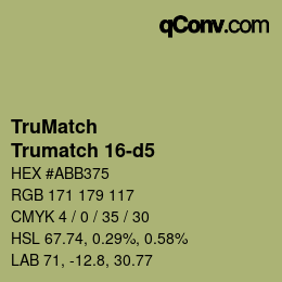 Color code: TruMatch - Trumatch 16-d5 | qconv.com