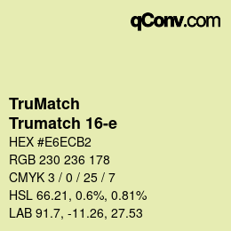 Code couleur: TruMatch - Trumatch 16-e | qconv.com