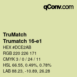 Code couleur: TruMatch - Trumatch 16-e1 | qconv.com