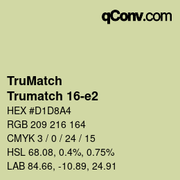 Code couleur: TruMatch - Trumatch 16-e2 | qconv.com