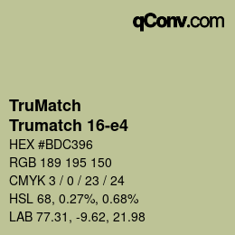 Color code: TruMatch - Trumatch 16-e4 | qconv.com