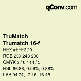 Código de color: TruMatch - Trumatch 16-f | qconv.com