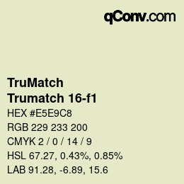 Code couleur: TruMatch - Trumatch 16-f1 | qconv.com