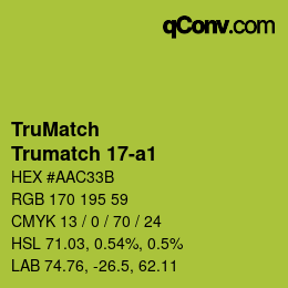 Code couleur: TruMatch - Trumatch 17-a1 | qconv.com