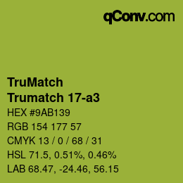 Code couleur: TruMatch - Trumatch 17-a3 | qconv.com
