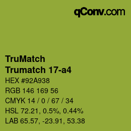 Code couleur: TruMatch - Trumatch 17-a4 | qconv.com