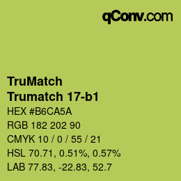 Code couleur: TruMatch - Trumatch 17-b1 | qconv.com