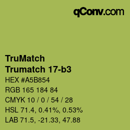 Code couleur: TruMatch - Trumatch 17-b3 | qconv.com