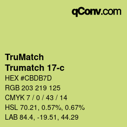 Code couleur: TruMatch - Trumatch 17-c | qconv.com