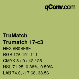 Code couleur: TruMatch - Trumatch 17-c3 | qconv.com