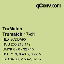 Code couleur: TruMatch - Trumatch 17-d1 | qconv.com