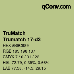 Code couleur: TruMatch - Trumatch 17-d3 | qconv.com