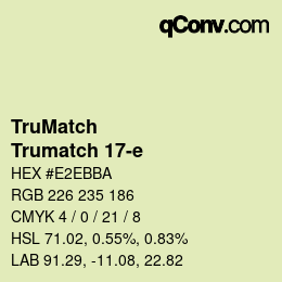 Código de color: TruMatch - Trumatch 17-e | qconv.com