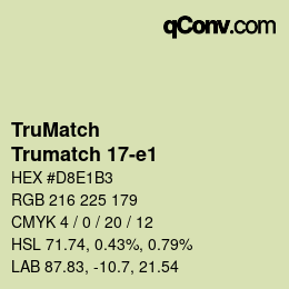 Code couleur: TruMatch - Trumatch 17-e1 | qconv.com