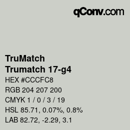 Code couleur: TruMatch - Trumatch 17-g4 | qconv.com