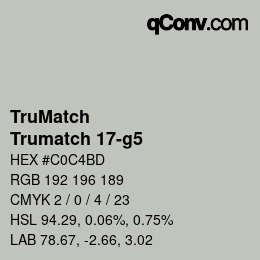 Color code: TruMatch - Trumatch 17-g5 | qconv.com