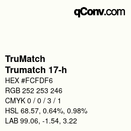 Color code: TruMatch - Trumatch 17-h | qconv.com