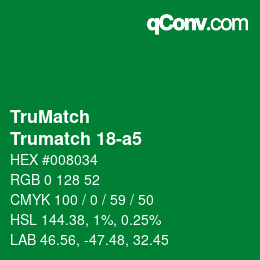 Code couleur: TruMatch - Trumatch 18-a5 | qconv.com